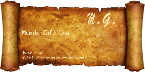 Munk Géza névjegykártya